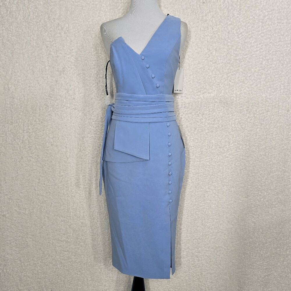 Lavish Alice Blue Origami One-shoulder Midi Dress Size 14